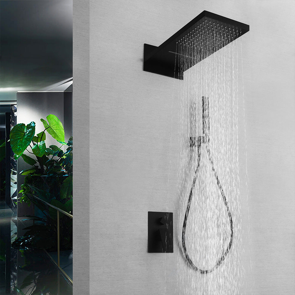 Eumtenr Brass Shower System Combo Set Black Wall Mount Faucet Bathroom Faucets