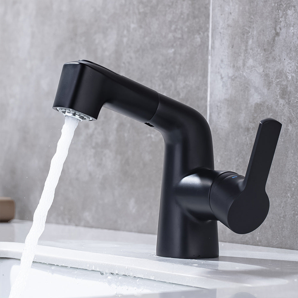 Eumtenr Full Brass Hot and Cold Water Pull Down Bathroom Faucet