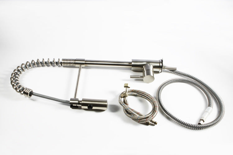 Commercial Stainless Steel Single Handle Single Hole Pull Down Sprayer Kitchen Sink Faucet