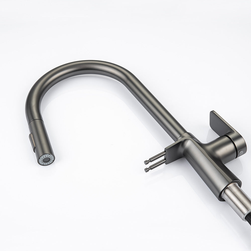 Brass Pulling and Retracting Kitchen Faucet (Hot and Cold Water with Hook)