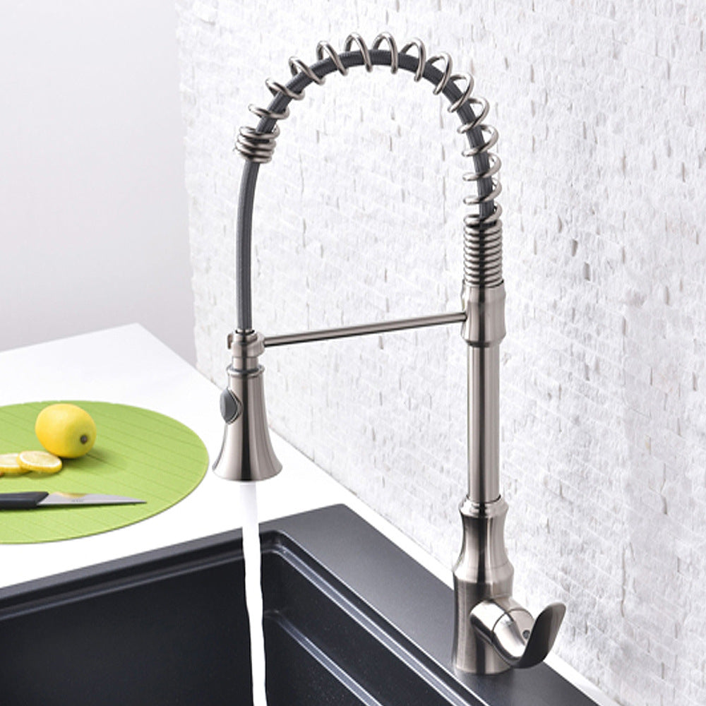 Commercial Brass Single Handle Single Hole Pull Down Sprayer Kitchen Sink Faucet