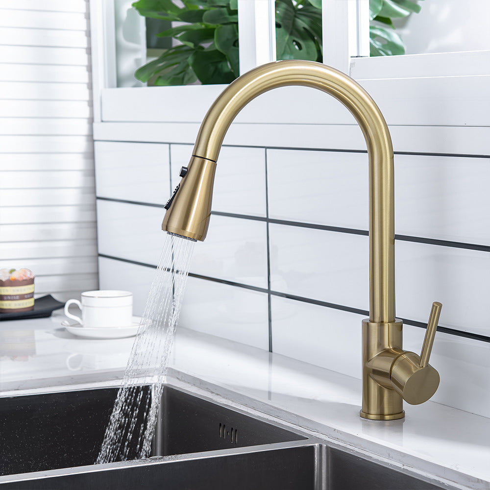 Kitchen Sink Faucet, Kitchen Faucet Brass with Pull Down Sprayer
