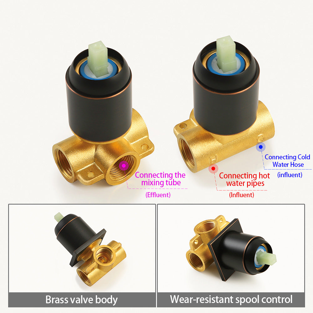 Wall Mount Waterfall Brass 2 Holes Bathroom Faucets with Single Handles