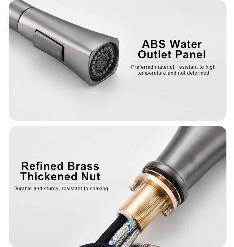 Küchenarmatur mit Pull-Down-Sprayer für heißes und kaltes Wasser aus massivem Messing