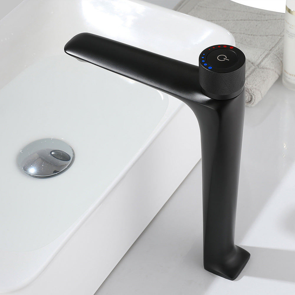 Brass Bathroom Hot and Cold Water Faucet with Rotary Button