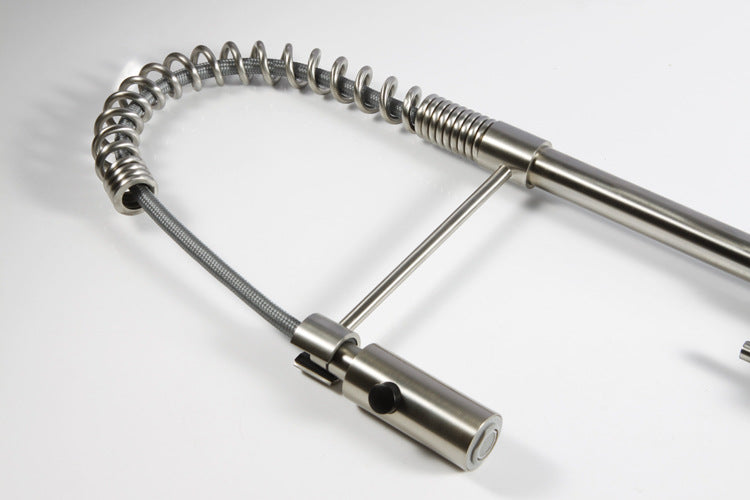 Commercial Stainless Steel Single Handle Single Hole Pull Down Sprayer Kitchen Sink Faucet