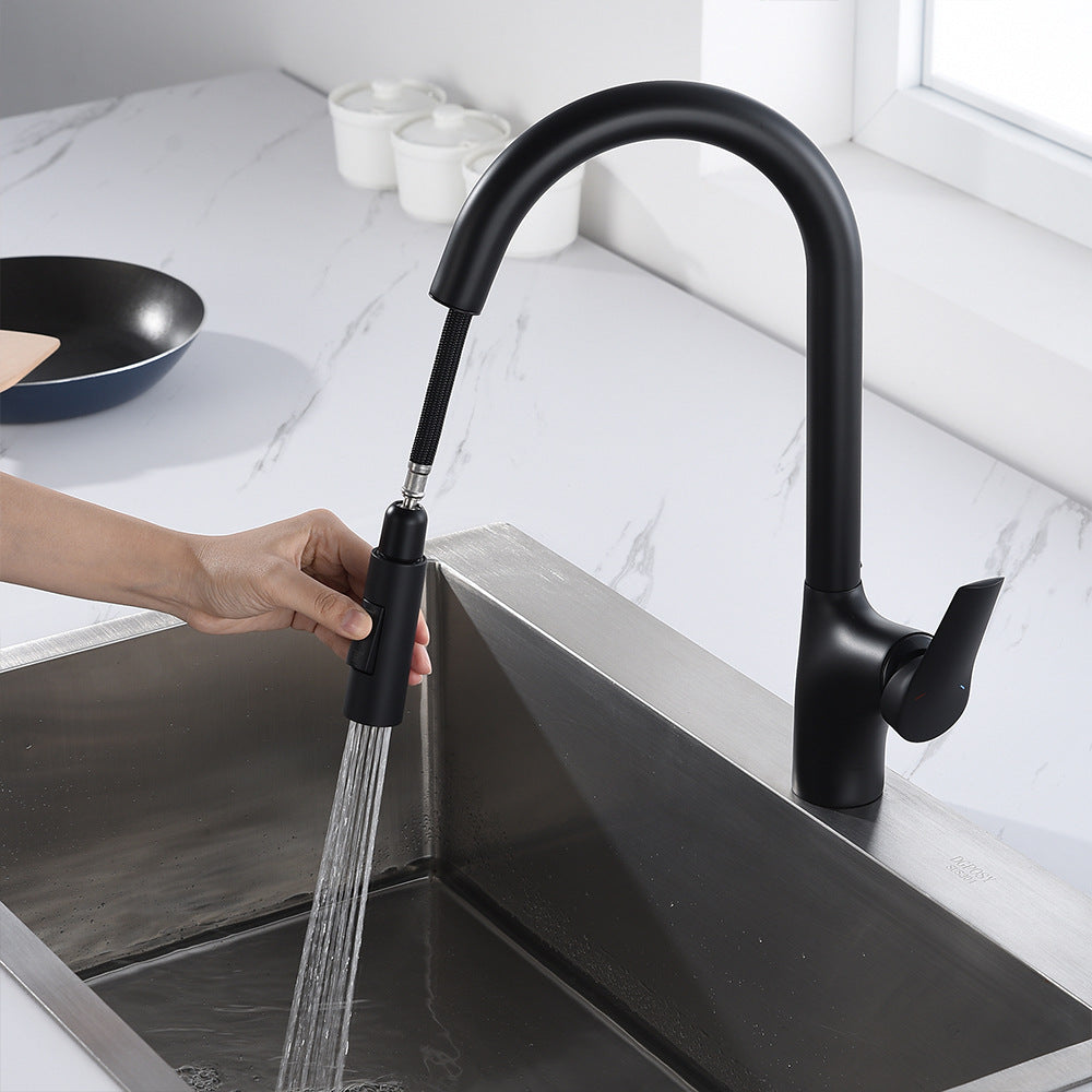 Full Brass Single Handle Single Hole Pull Down Sprayer Kitchen Sink Faucet (Dual Outlet Mode)
