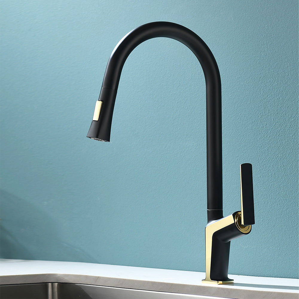 Full Brass Hot and Cold Water Pull Down Sprayer Kitchen Faucet