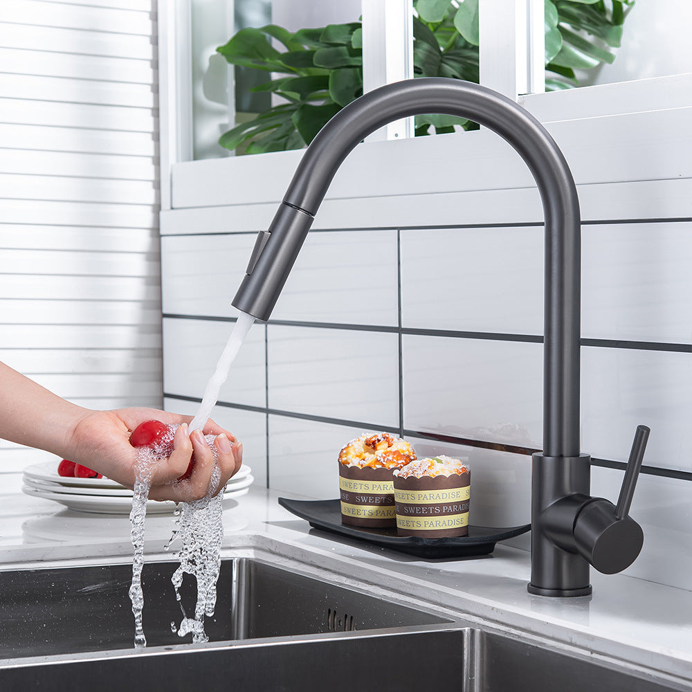 Eumtenr All Brass Single Hole Pull Down Sprayer Kitchen Faucet