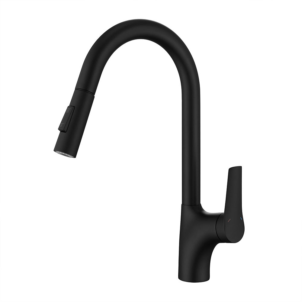 Full Brass Single Handle Single Hole Pull Down Sprayer Kitchen Sink Faucet (Dual Outlet Mode)
