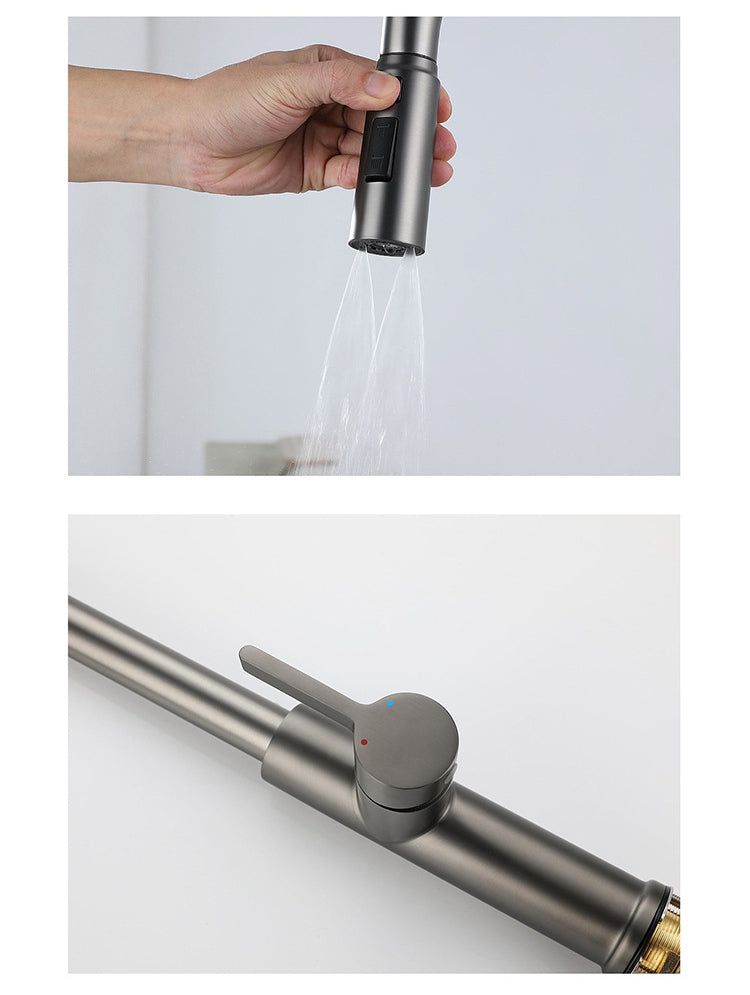 Stainless Steel Hot and Cold Water Pull Down Sprayer Kitchen Faucet