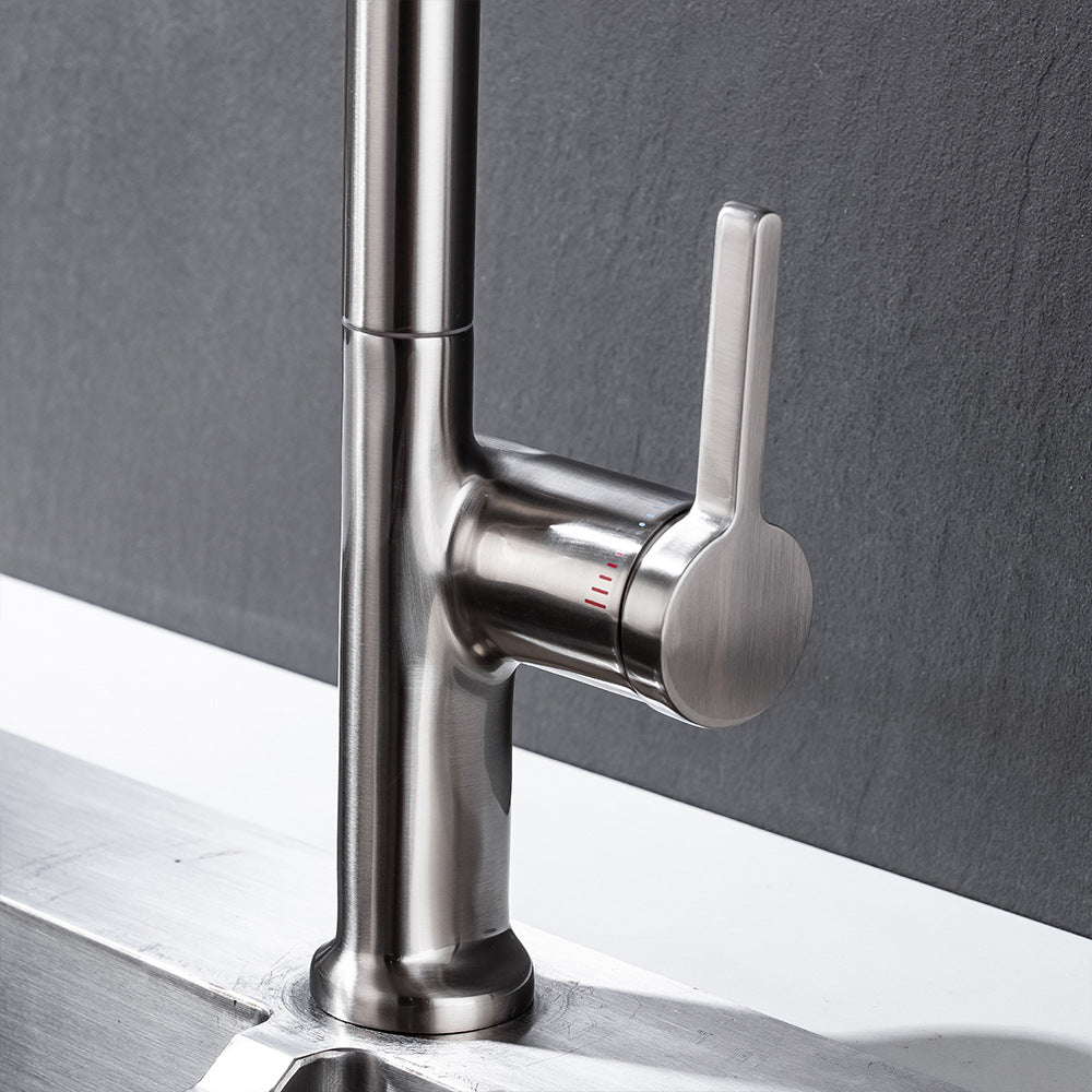 Simple Style Brass Dual Mode Spout Pull Out Kitchen Faucet - Swivel