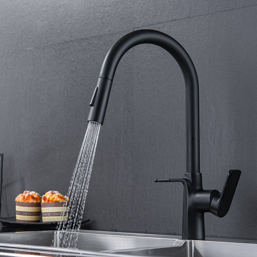 Brass Pulling and Retracting Kitchen Faucet (Hot and Cold Water with Hook)