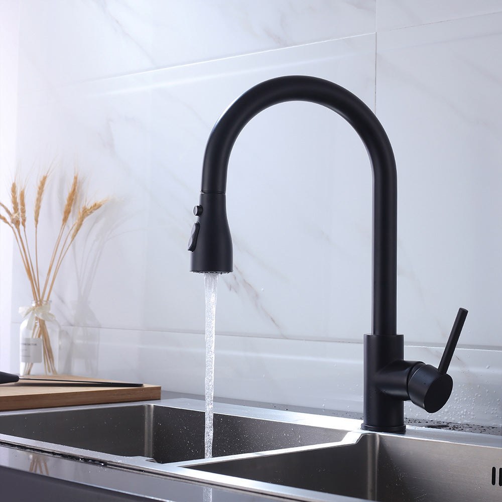 Eumtenr Brass Pulling and Retracting Kitchen Faucet with Hot and Cold Water