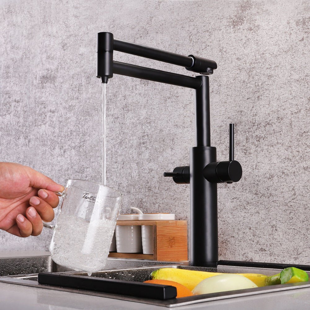 Full Brass Folding Dual Purpose Kitchen Faucet for Water Purification