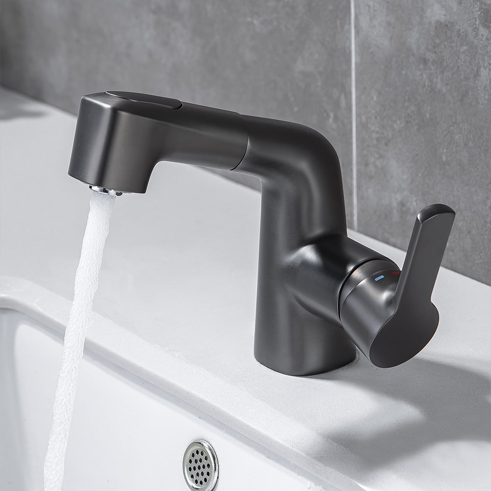 Eumtenr Full Brass Hot and Cold Water Pull Down Bathroom Faucet