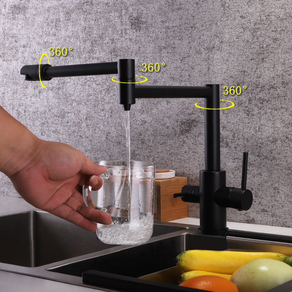 Full Brass Folding Dual Purpose Kitchen Faucet for Water Purification