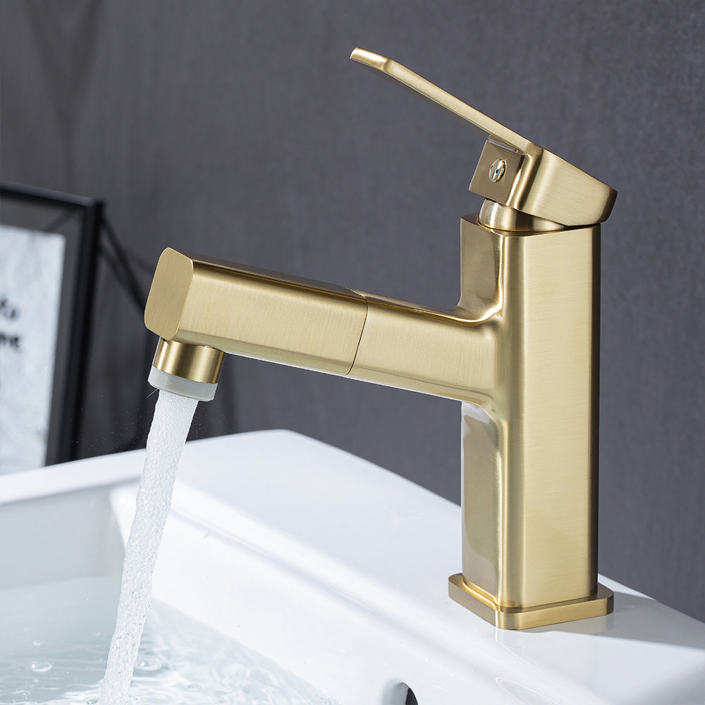 Eumtenr Full Brass Hot and Cold Water Pull Down Bathroom Faucet