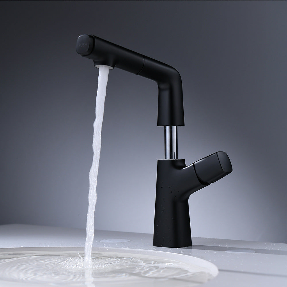 Full Brass Hot and Cold Water Lifting and Pull Down Bathroom Faucet