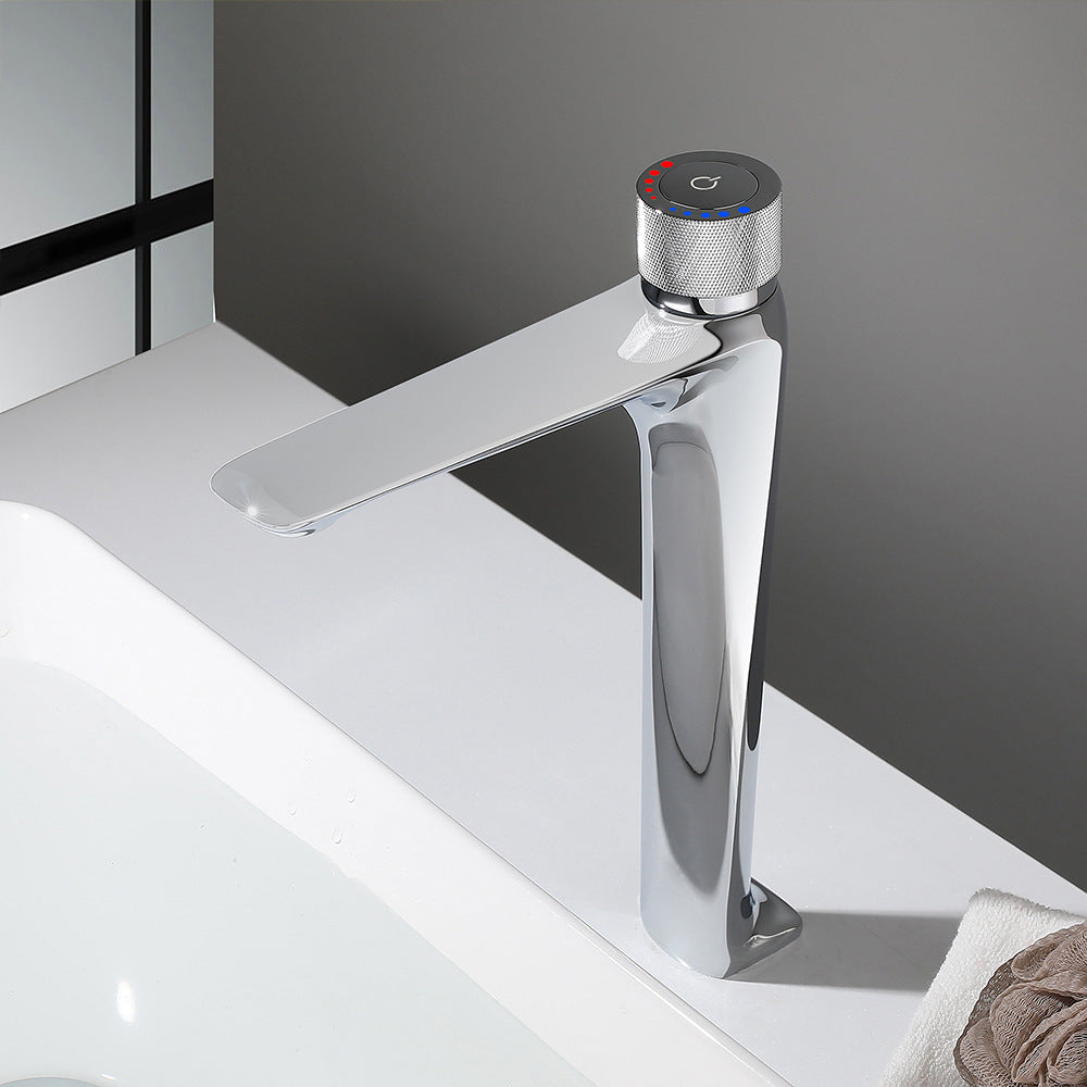 Brass Bathroom Hot and Cold Water Faucet with Rotary Button