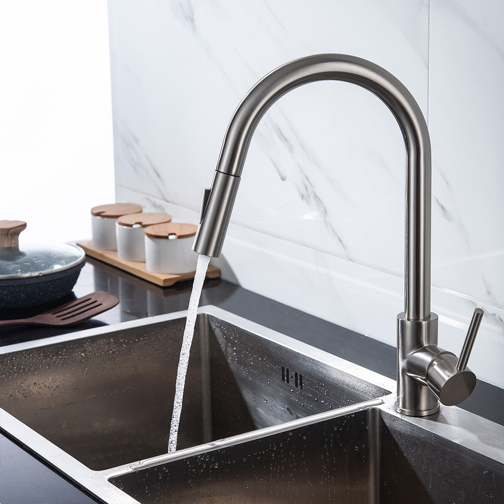 Eumtenr All Brass Single Hole Pull Down Sprayer Kitchen Faucet