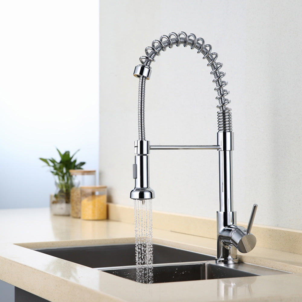 Eumtenr Commercial Stainless Steel Single Handle Single Hole Pull Down Sprayer Kitchen Sink Faucet