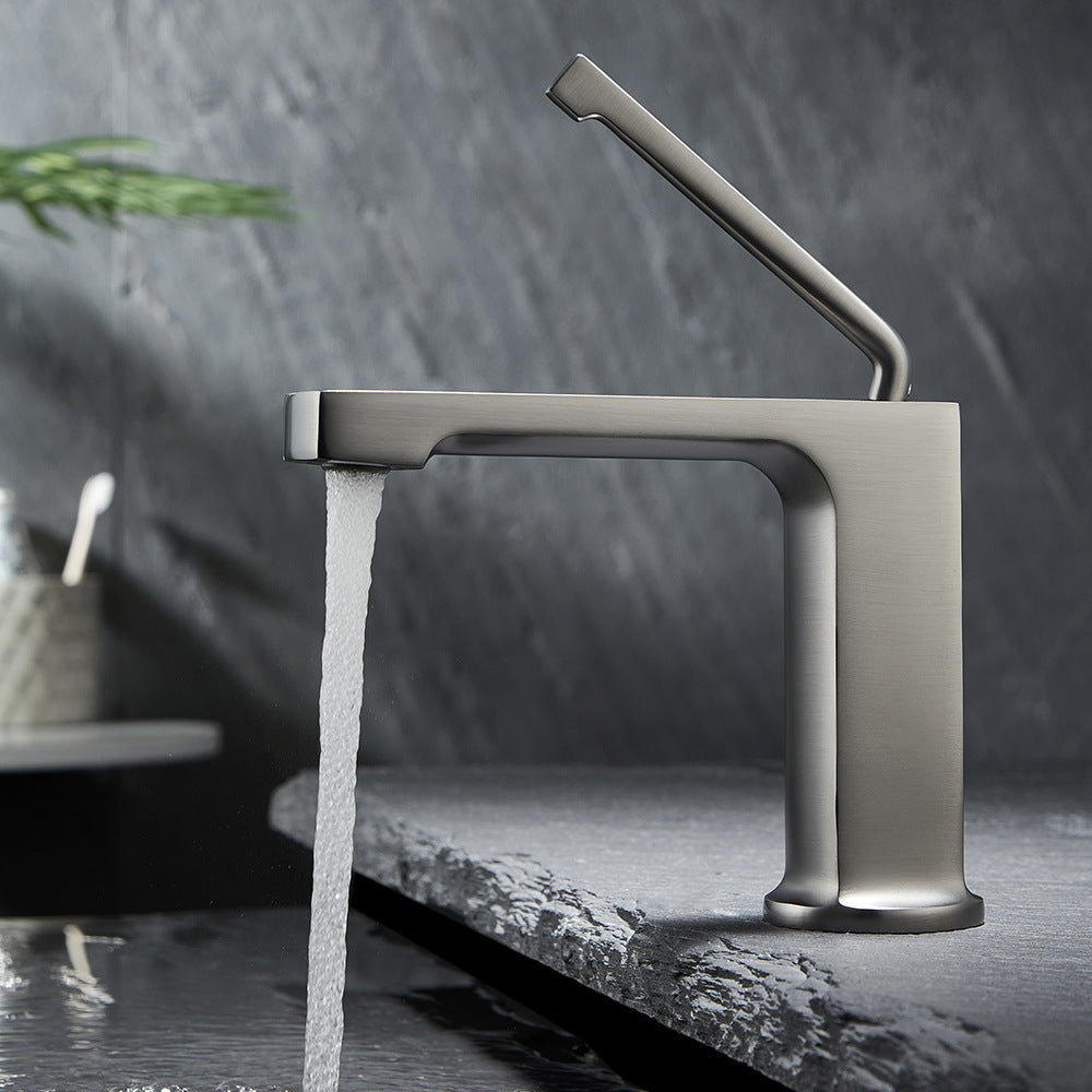 Square Brass One-Handle Modern Waterfall Bathroom Sink Faucet