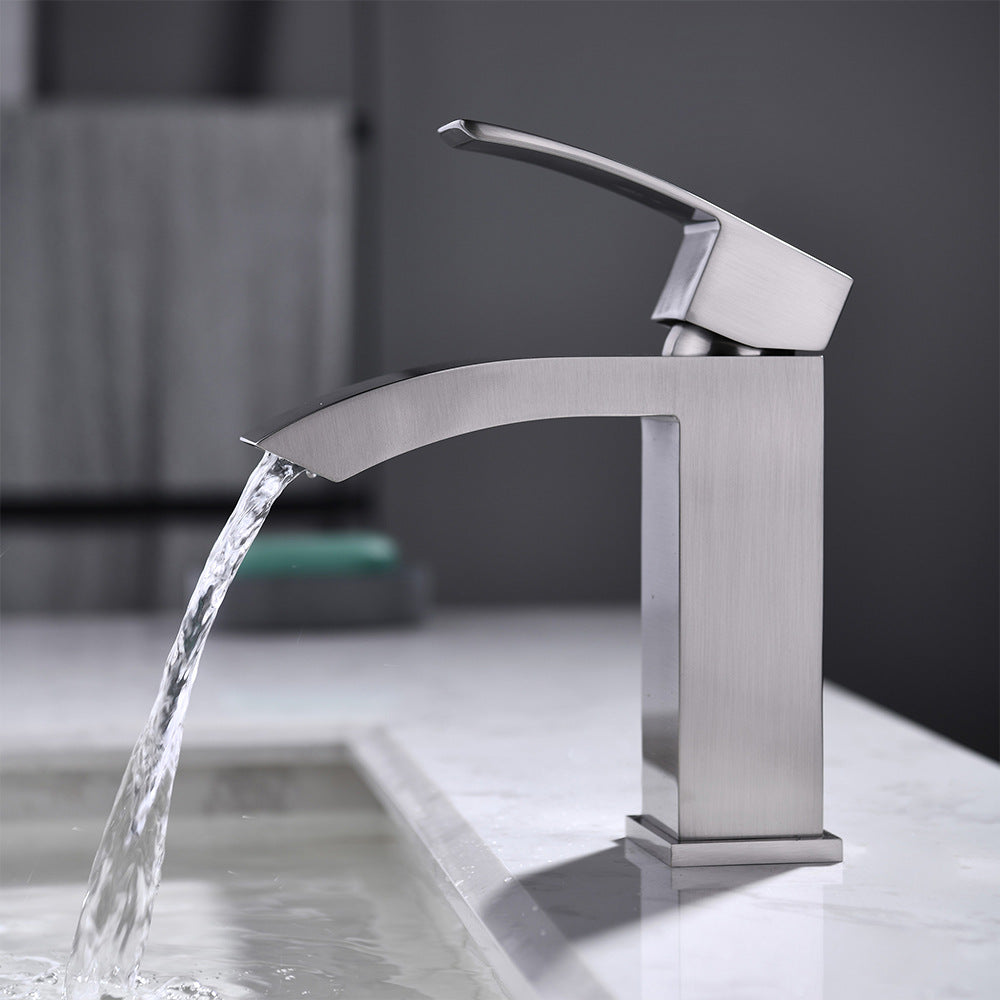 Brass Square Hot and Cold Water Bathroom Faucet