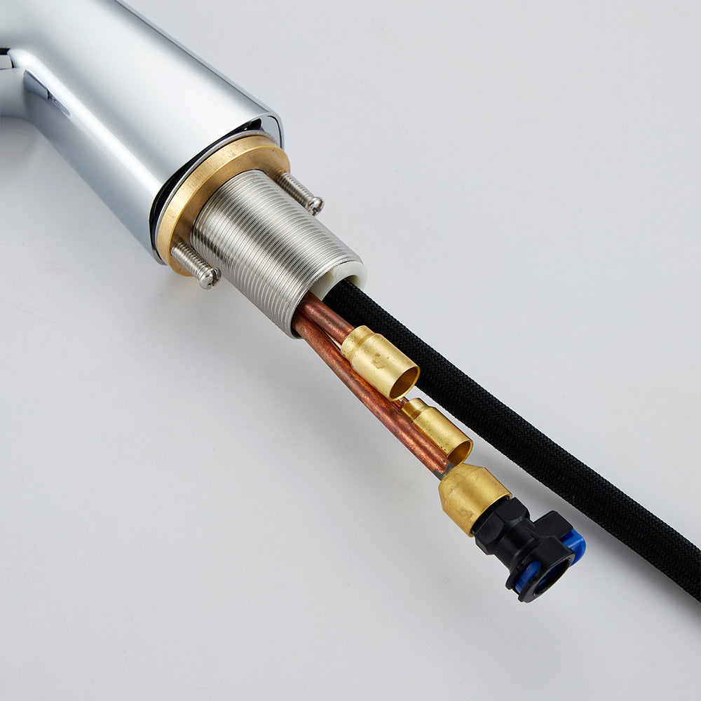 Full Brass Hot and Cold Water Lifting and Pull Down Bathroom Faucet