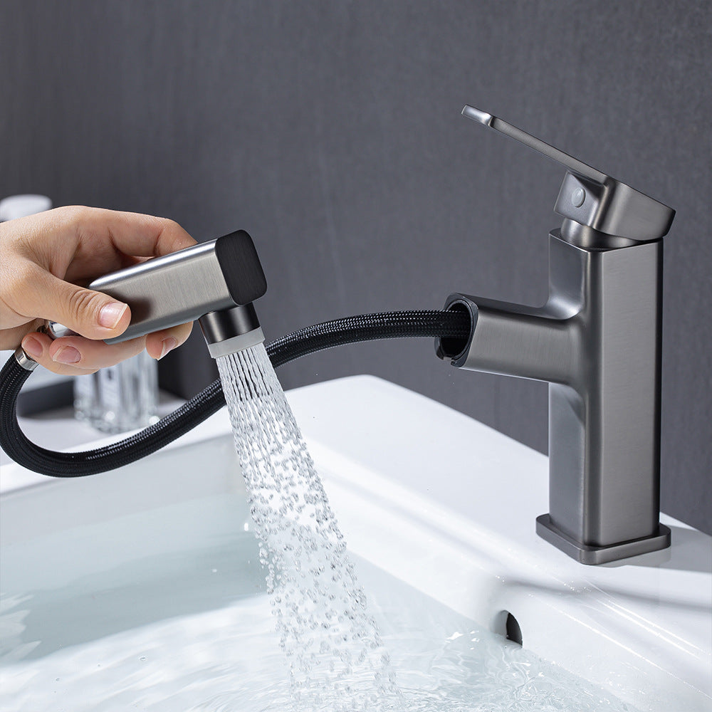 Eumtenr Full Brass Hot and Cold Water Pull Down Bathroom Faucet