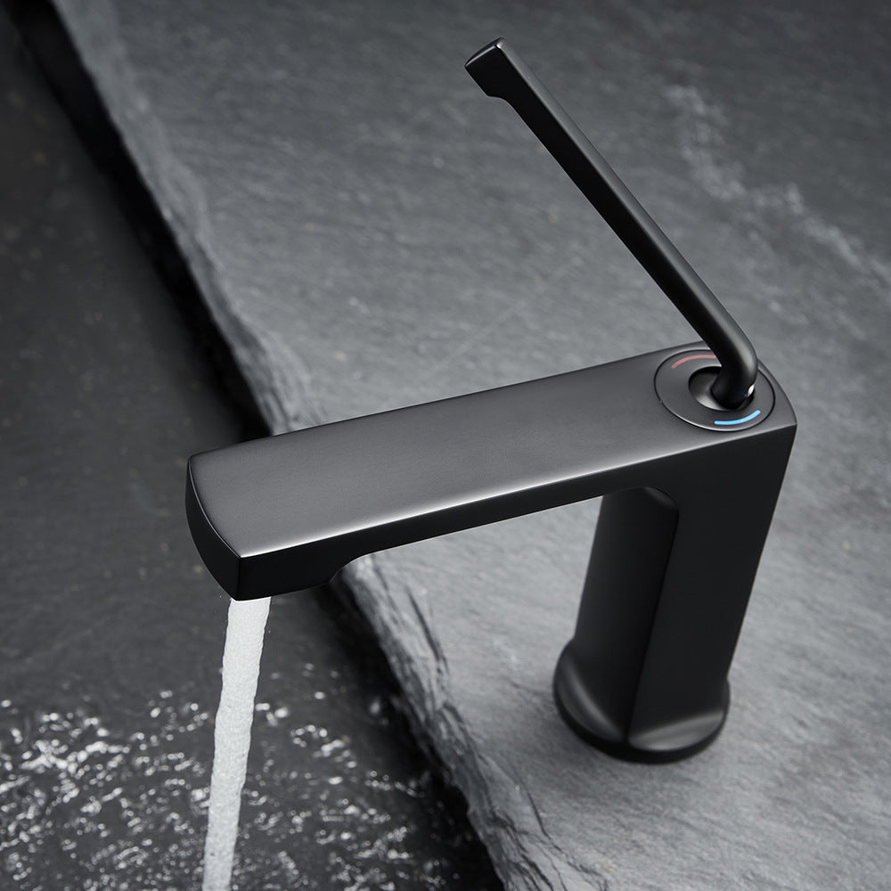 Square Brass One-Handle Modern Waterfall Bathroom Sink Faucet