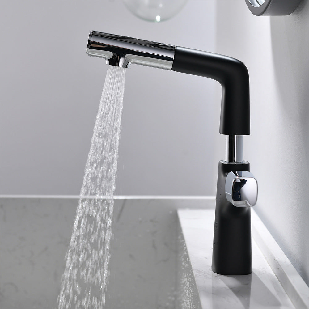 Full Brass Hot and Cold Water Lifting and Pull Down Bathroom Faucet