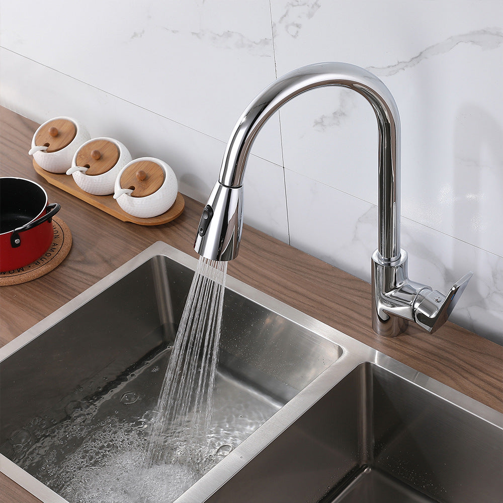 Eumtenr All Brass Cold and Hot Single Hole Pull Down Sprayer Single Control Kitchen Faucet