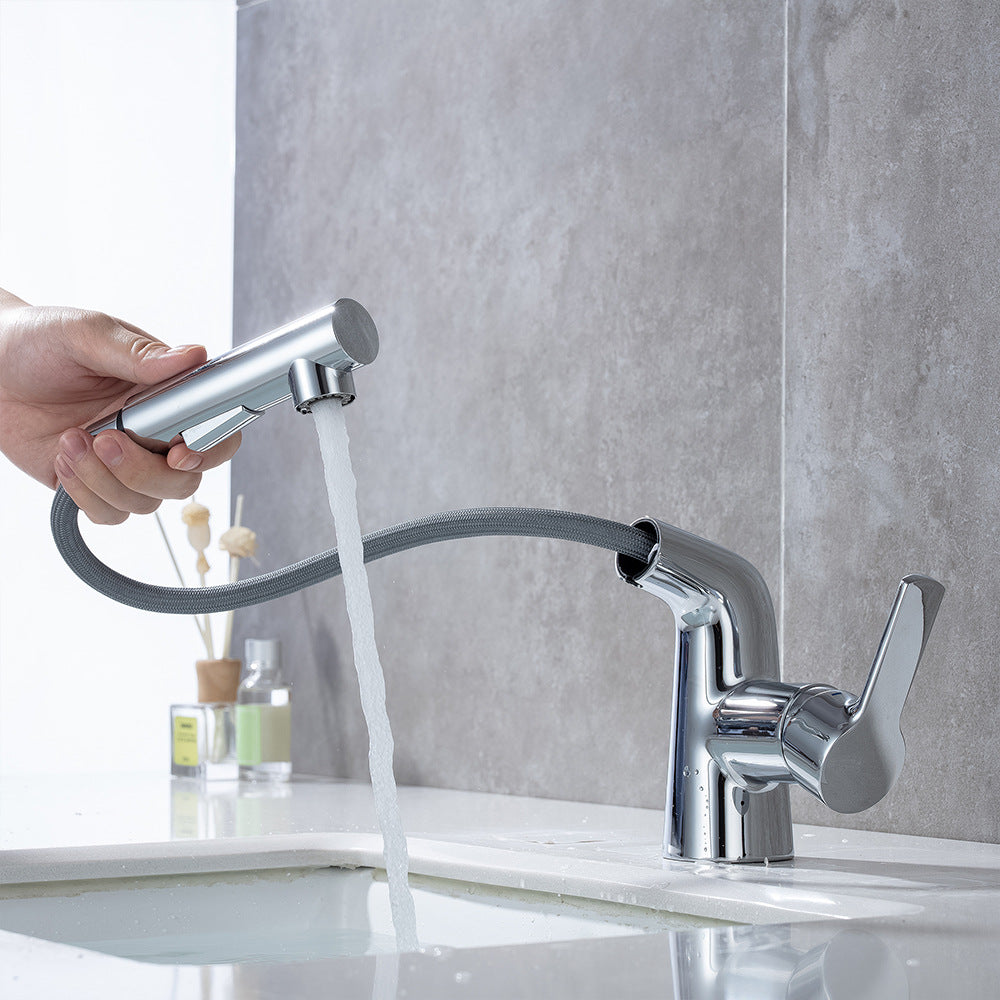 Eumtenr Full Brass 1.5 GPM Hot and Cold Water Pull Down Bathroom Faucet