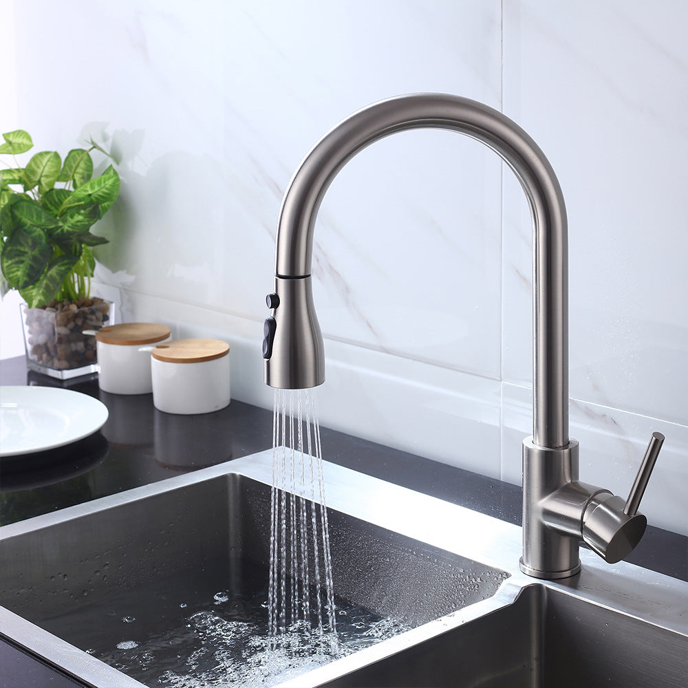 Eumtenr Brass Pulling and Retracting Kitchen Faucet with Hot and Cold Water