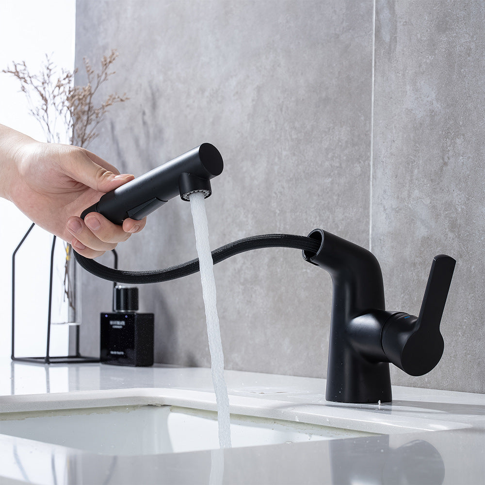 Eumtenr Full Brass 1.5 GPM Hot and Cold Water Pull Down Bathroom Faucet