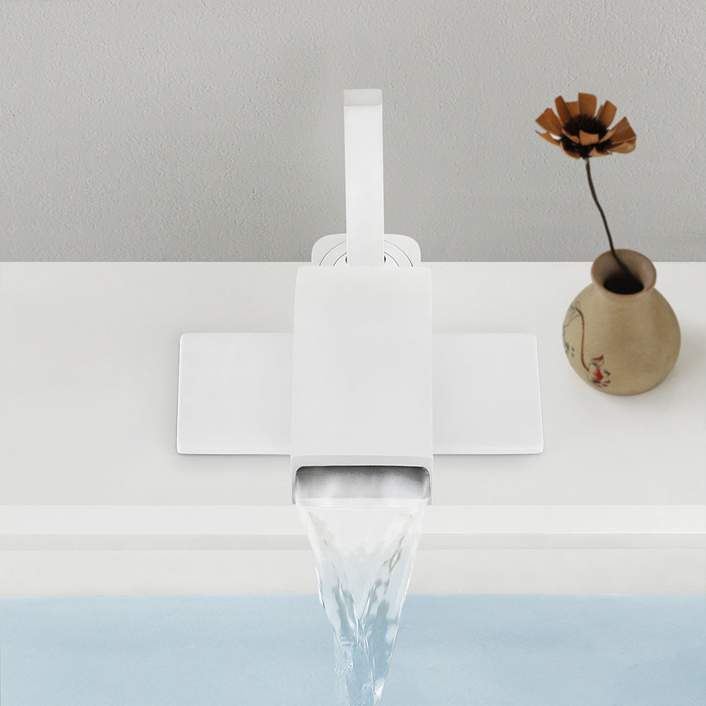 Brass Single Hole Waterfall Bathroom Faucet with Dual Control of Cold and Hot Handles