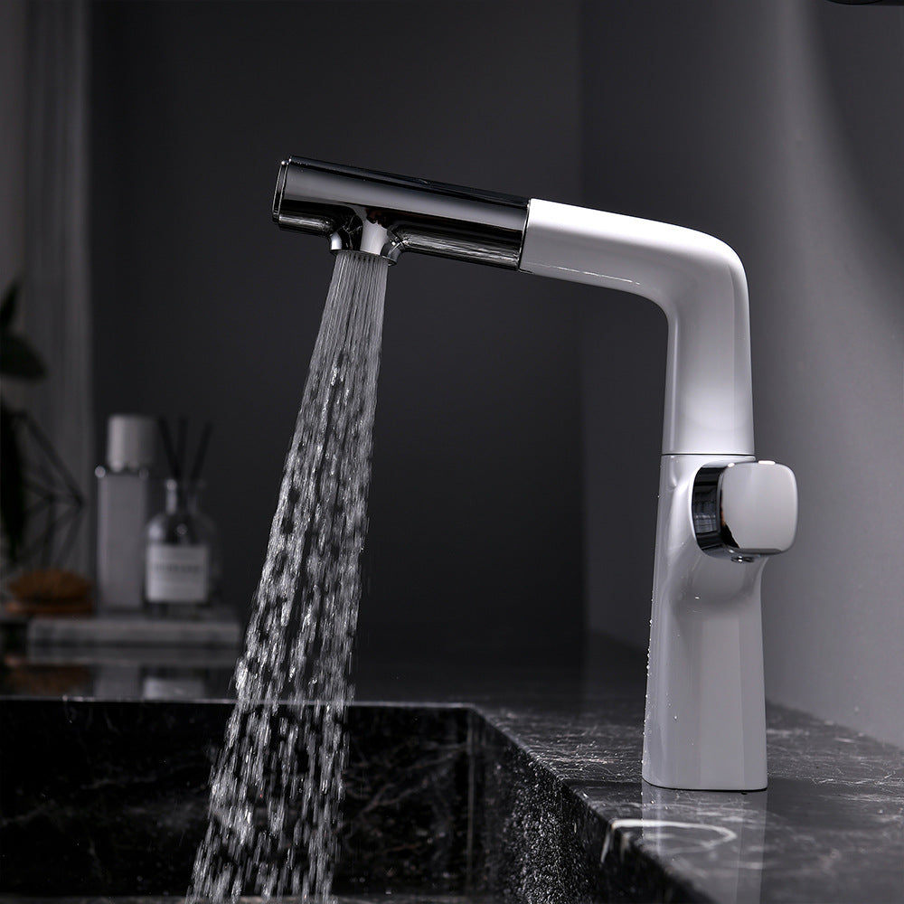 Full Brass Hot and Cold Water Lifting and Pull Down Bathroom Faucet