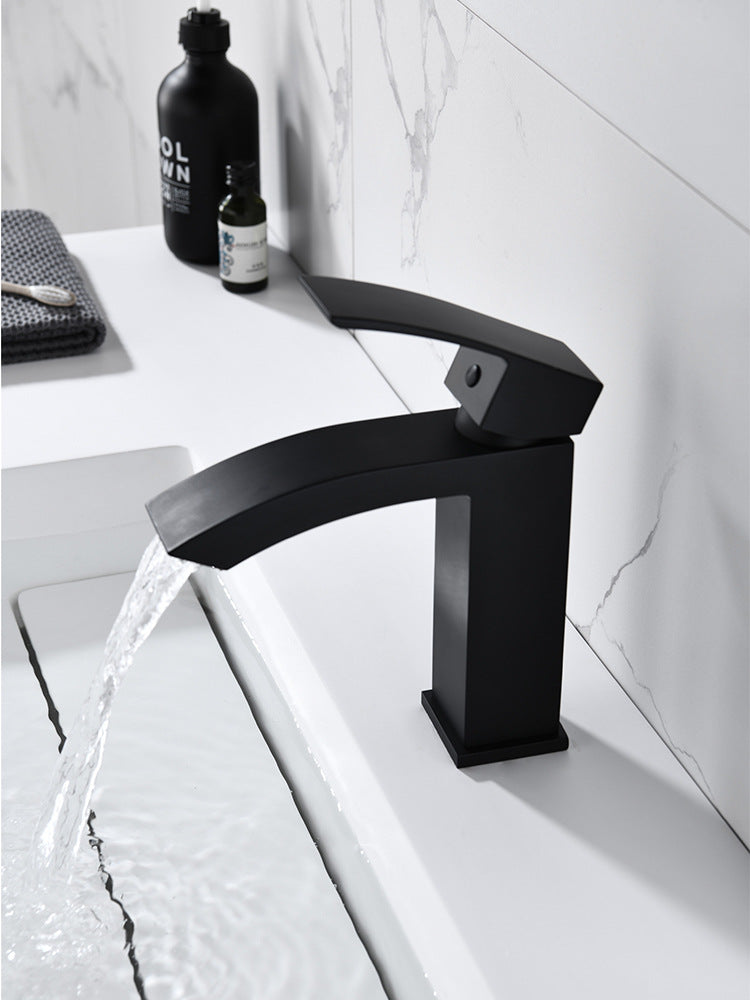 Brass Square Hot and Cold Water Bathroom Faucet