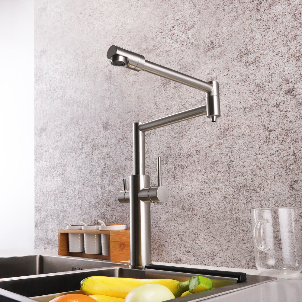 Full Brass Folding Dual Purpose Kitchen Faucet for Water Purification