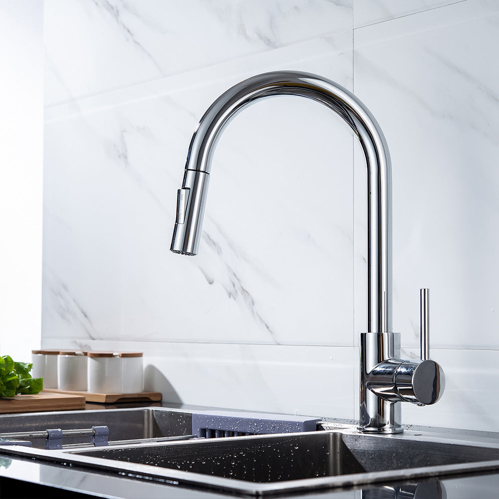 Eumtenr All Brass Single Hole Pull Down Sprayer Kitchen Faucet