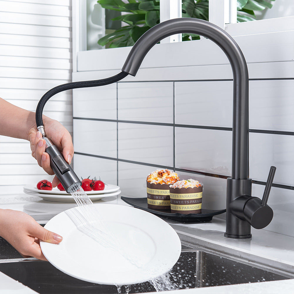 Eumtenr All Brass Single Hole Pull Down Sprayer Kitchen Faucet