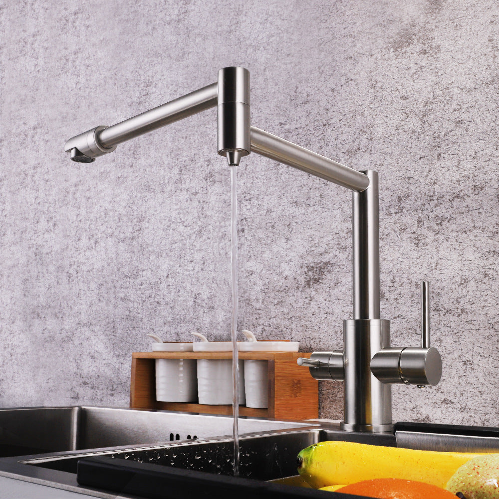 Full Brass Folding Dual Purpose Kitchen Faucet for Water Purification