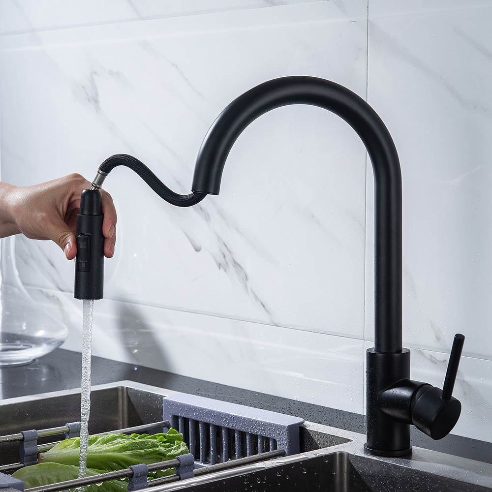 Eumtenr All Brass Single Hole Pull Down Sprayer Kitchen Faucet
