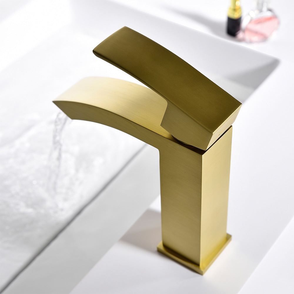 Brass Square Hot and Cold Water Bathroom Faucet