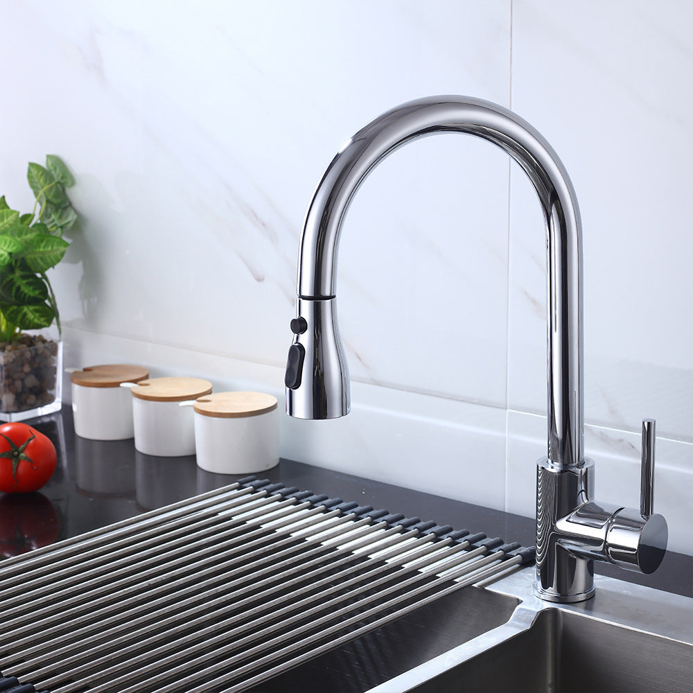 Eumtenr Brass Pulling and Retracting Kitchen Faucet with Hot and Cold Water