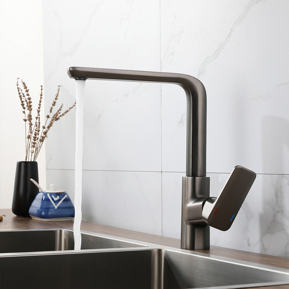 Eumtenr All Brass Cold and Hot Single Hole Kitchen Faucet