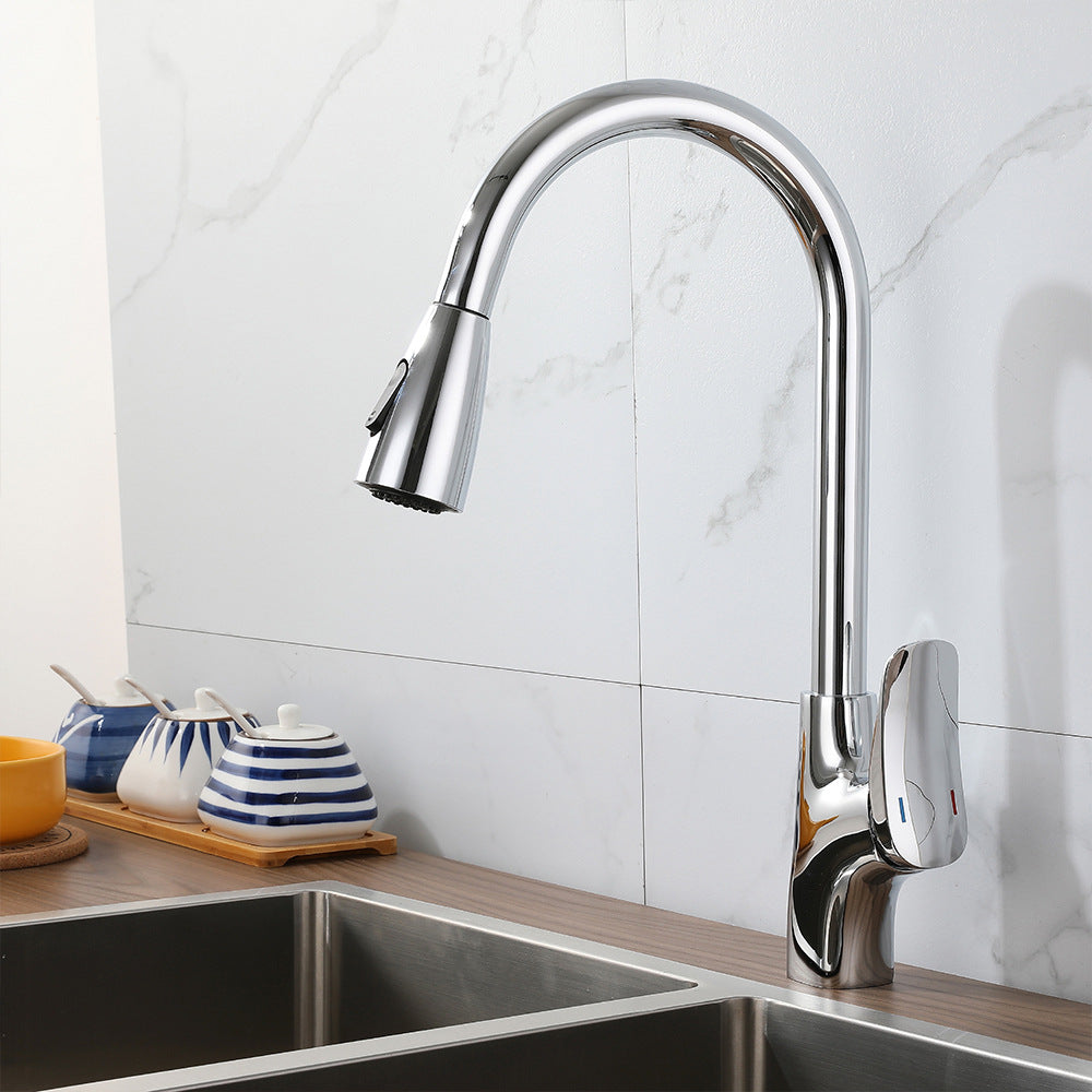 Eumtenr All Brass Single Hole Pull Down Sprayer Single Control Kitchen Faucet