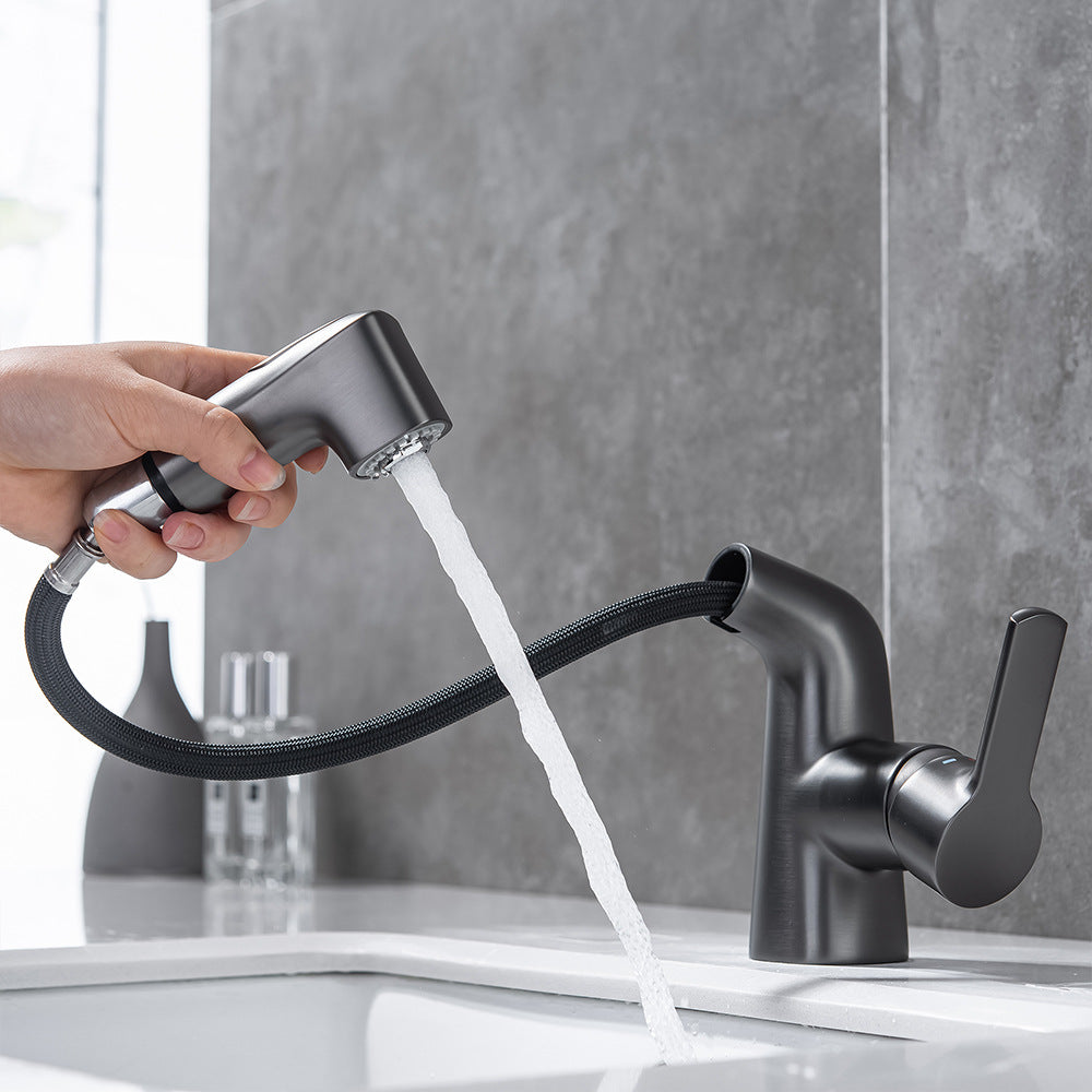 Eumtenr Full Brass Hot and Cold Water Pull Down Bathroom Faucet