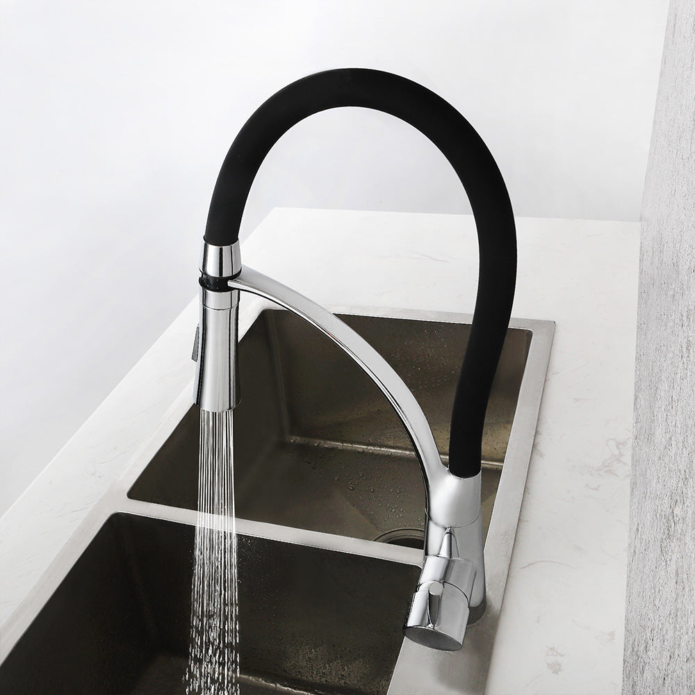 Brass Single Handle Pull Down Sprayer Kitchen Faucet, with LED Light